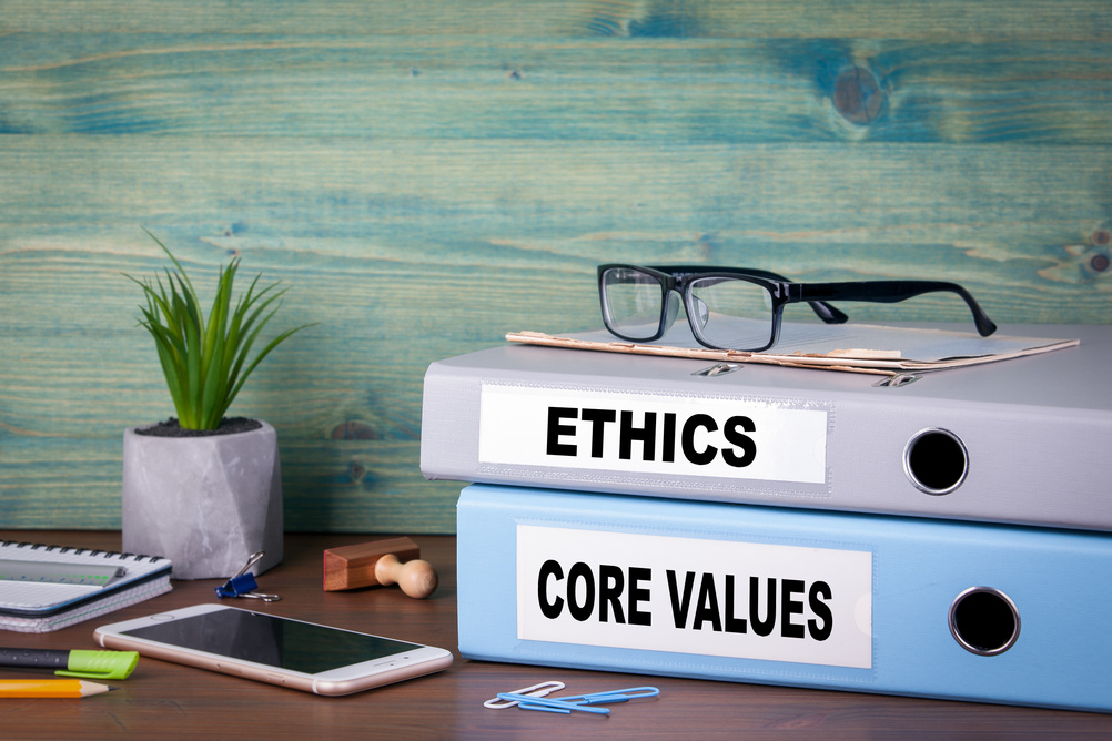 core values and ethics. Successful business and career background